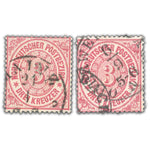 Germany 1869-70 3kr Both shades (rose & carmine-rose), southern district, both cds used, SG33-34.