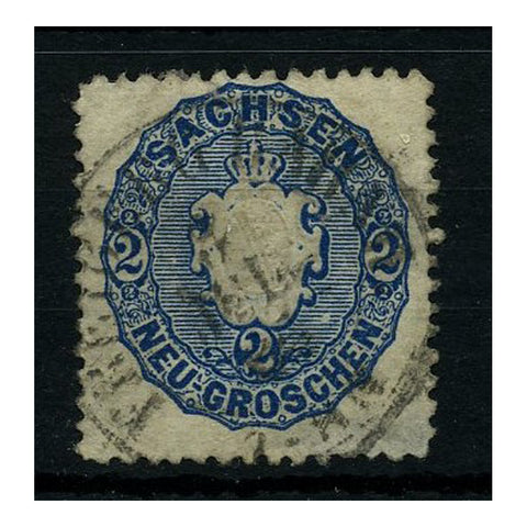 Germany (Saxony) 1863-67 2ngr Deep-blue, cds used, minor thin. SG41