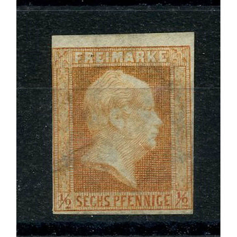 Prussia 1850 1/2sgr Orange, 2-1/2 margins, mint no gum. SG3