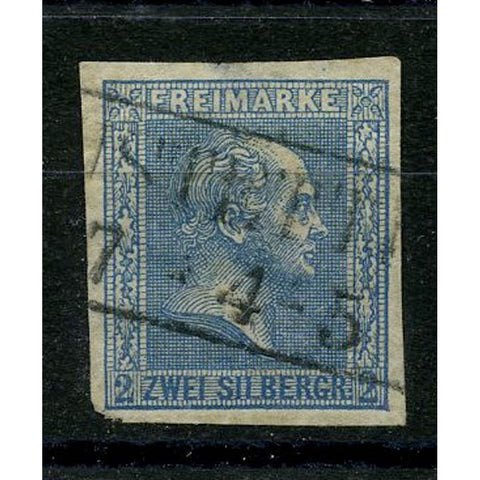 Prussia 1858 2sgr Pale-blue, 4 margins, good to fine used, couple of minor faults. SG18