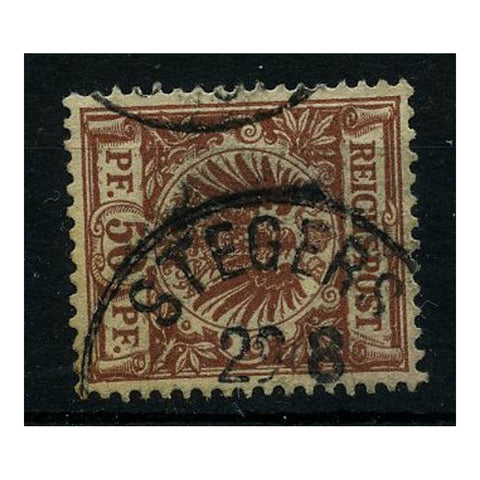 Germany 1889-1900 50pf Lake-brown, used with 'Rzeczenica' (Poland) cds, toned. SG51