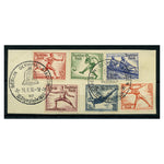 Germany 1936 Olympics, used on tidy fragment with special stadium closing day cancels. SG607-12