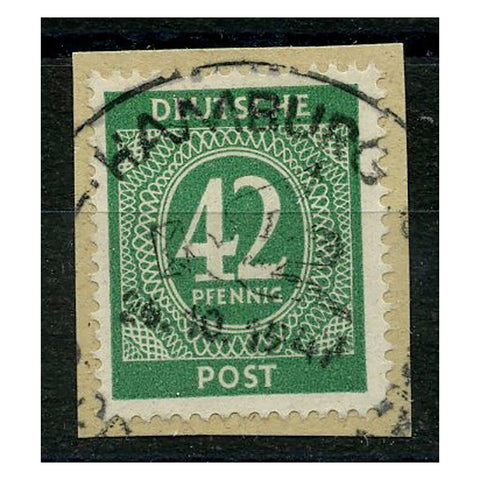 Germany 1946-47 42pf Green (key val), fine cds used on small fragment. SG918