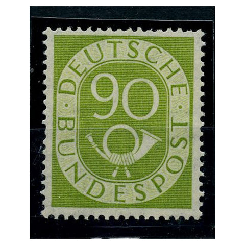 Germany 1951-52 90pf Posthorn definitive, u/m. SG1060