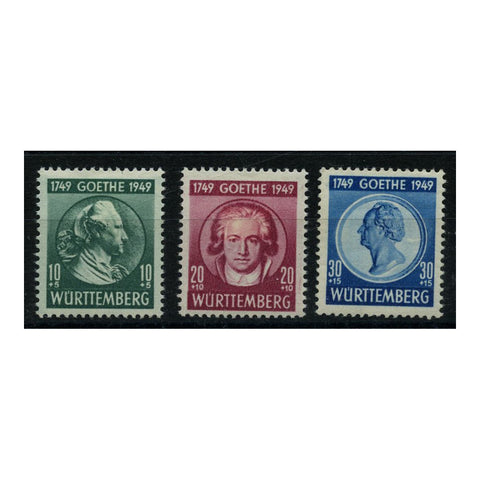 Germany (FR Zone) 1949 Goethe, fresh mtd mint. SGFW44-46