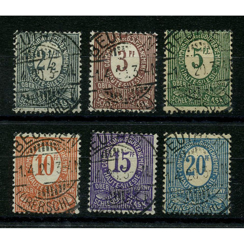 Upper Silesia 1920 Definitive issue part set, good to fine cds used. SG1-6