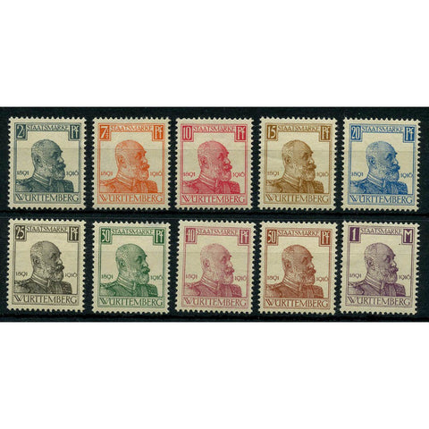 Germany (Wurttemberg) 1916 Jubilee set, lightly mtd mint, a few minor gum thins. SGO209-18