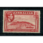 Gibraltar 1938-51 1_d carmine, perf 14, lightly mtd mint, gum tone. SG123