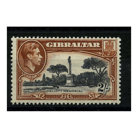 Gibraltar 1942-51 2/- Black & brown, perf 13, lightly mtd mint. SG128b