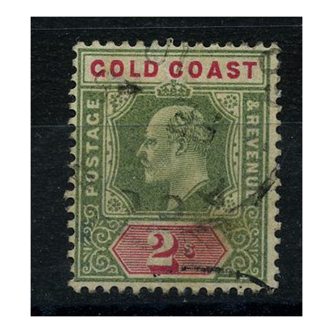 Gold Coast 1902 2/- Green & carmine (CA) fine cds used. SG45