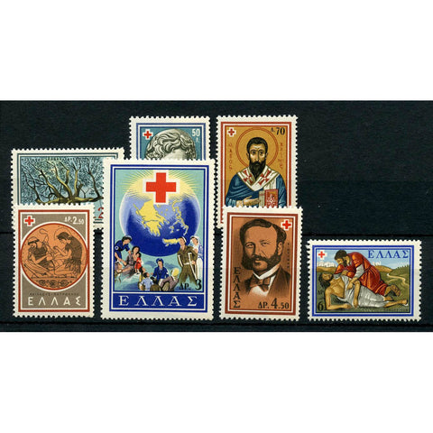 Greece 1959 Red cross, mix of u/m and mtd mint. SG817-23