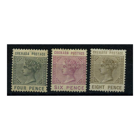 Grenada 1883 4d To 8d Part definitive set, fresh lightly mtd mint. SG33-35