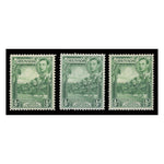 Grenada 1938-50 1/2d Definitive, all 3 varieties, all lightly mtd mint. SG153+a+b