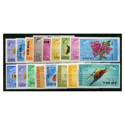 Grenada 1972 Definitives surcharged & ovpt AIR MAIL (17v) u/m. SG501-17