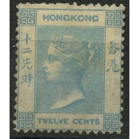 Hong Kong 1862-63 12c Pale greenigh-blue, no wmk, mtd mint (hinge heavy). SG3