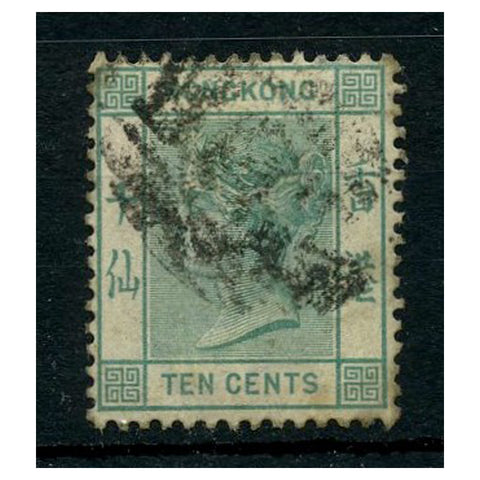 Hong Kong 1882-96 10c Deep blue-green, used with indistinct cancel. SG37