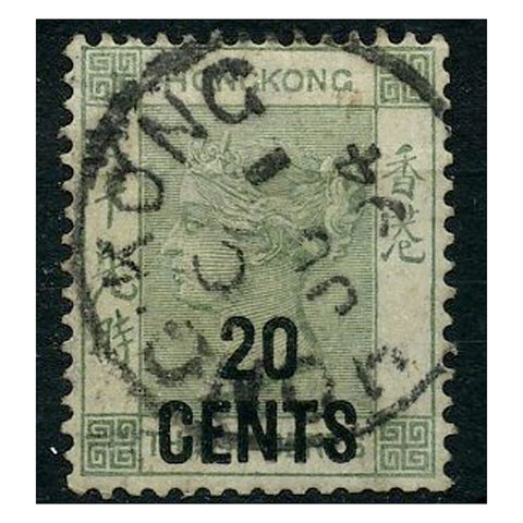 Hong Kong 1891 20c Definitive surcharge, fine cds used. SG45a