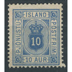 Iceland 1891-95 10aur Blue, fine mtd mint. SGO22a