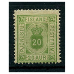 Iceland 1891-95 20aur Yellowish-green, fine mtd mint. SGO24a