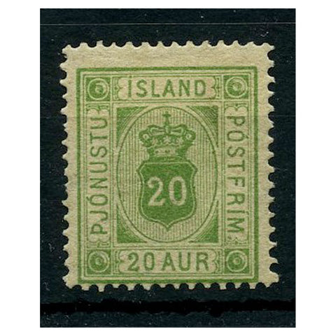 Iceland 1891-95 20aur Yellowish-green, fine mtd mint. SGO24a