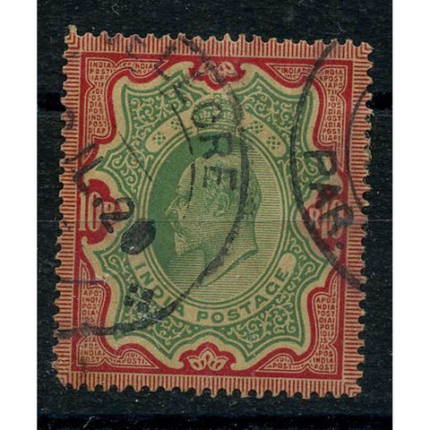 India 1900-11 10r Green+ carmine, cds used, heavily toned. SG144