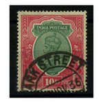 India 1927 10r Green & scarlet, fine cds used. SG217