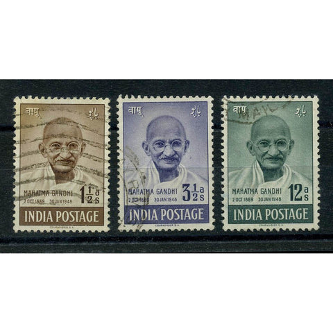 India 1948 Ghandi short set to 12a, fine used. SG305-07