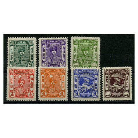 India (Bundi) 1947 Set to 1r (7v) fine mtd mint SG86-92