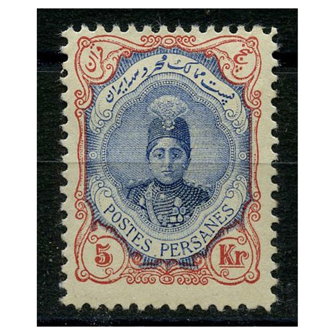 Iran 1911 5k Blue+ red, original print (perf 11), fresh mtd mint. SG378