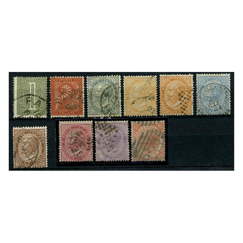 Italy 1863 Definitive set, most cds used, 11b included additionally. Some minor faults. SG8-16
