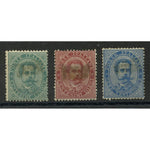 Italy 1879-82 5c, 10c, 25c Definitives, all mtd mint with hinge stains visible at front. SG31,32a,34