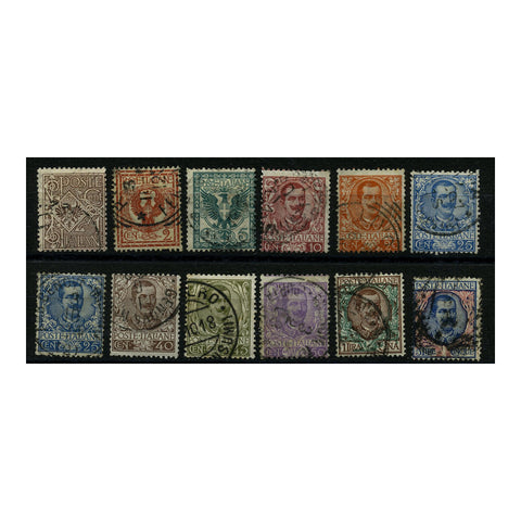Italy 1901 Definitive set inc both shades of 25c, good to fine cds used. SG62-72
