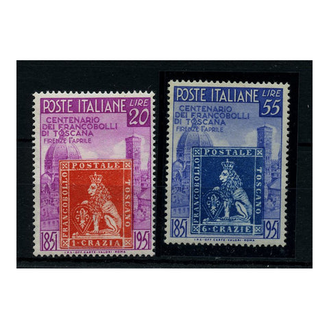 Italy 1951 Tuscan Stamp Centenary, u/m.  SG779-80