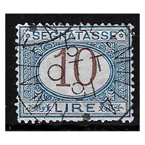 Italy 1870-1925 10L Brown & Blue, fine used. SGD38