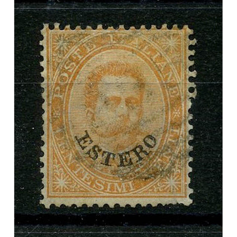 Italy (PO Tur) 1881-83 20c Orange ovptd, good used, blunt perf at bottom. SG14