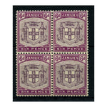 Jamaica 1905-11 Arms 6d Dull & bright purple blk of 4, u/m SG44