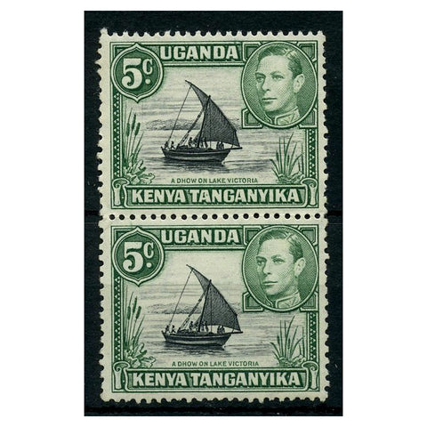 KUT 1951-54 5c Black+ green, vert pair, u/m. SG132