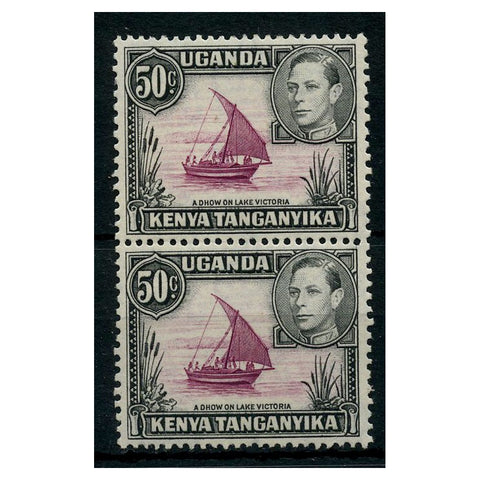 KUT 1949-54 50c Reddish-purple & black, perf 13x11¾, vert pair, u/m. SG144d