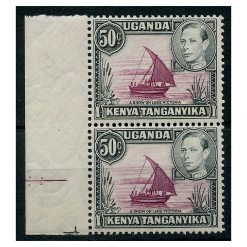 KUT 1949-54 50c Reddish-purple & black, perf 13x12½, vert pair, u/m. SG144e