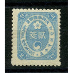 Korea 1901-03 2ch Light blue, fresh mtd mint, p.11, with minute gum thin. SG25b