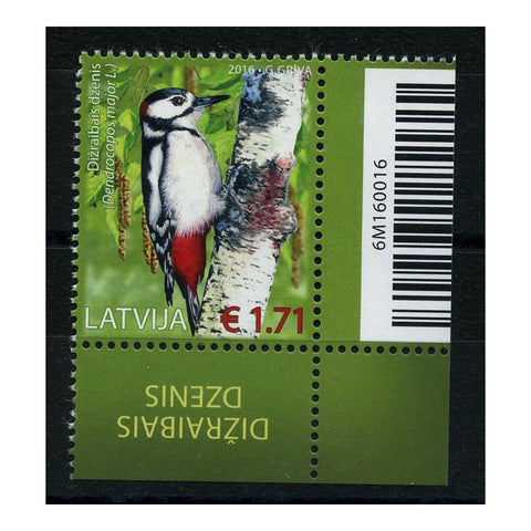 Latvia 2016 Great Spotted Woodpecker, u/m. SG978