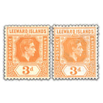 Leeward Islands 1938-51 3d Definitive, both paper varieties (ordinary & chalky), both fine mtd mint, SG107+a.