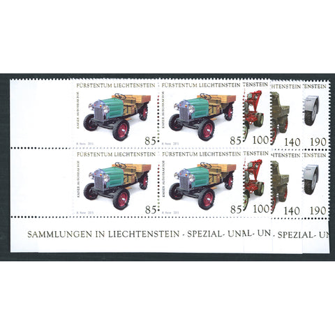 Liechtenstein 2015 Commercial Vehicles, u/m. SG1733-36 x 4 corner blocks