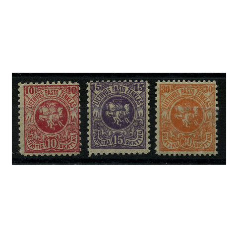 Lithuania 1919 First Berlin issue, fresh mtd mint minute gum thins, 30s perf 11-1/2x10-1/2. SG27-29a