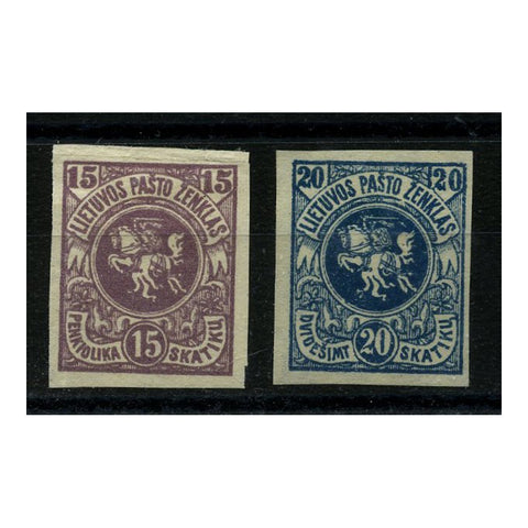 Lithuania 1920-21 Definitive pair, imperf, no wmk, fresh mtd mint. SG61B-62B