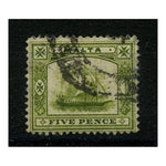 Malta 1914 5d Deep sage-green, cds used. SG60a