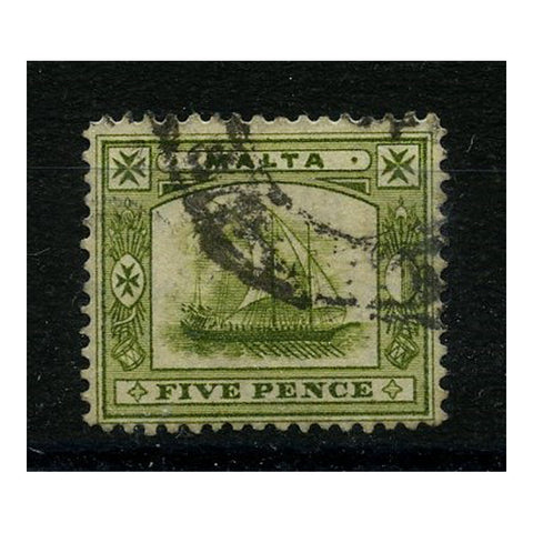 Malta 1914 5d Deep sage-green, cds used. SG60a