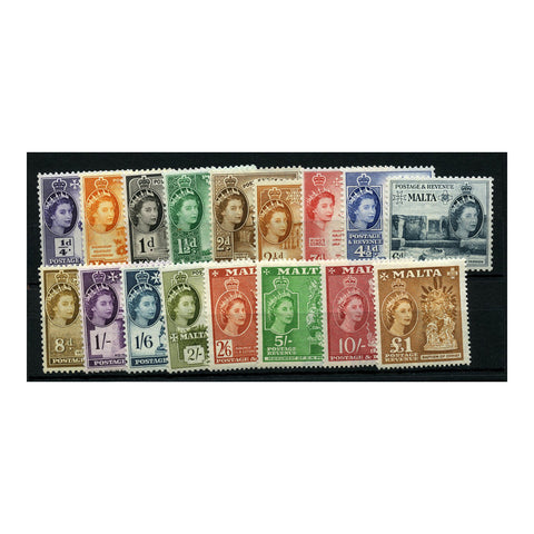 Malta 1956-58 Set to £1 (17v) mtd mint. SG266-82