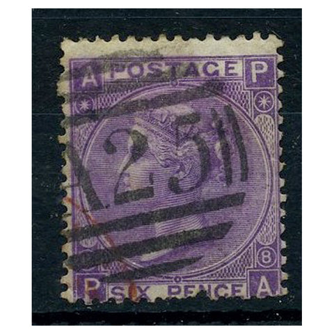 GB Used Malta 1869-84 6d Mauve, pl 8, good to fine used with 'A25' cancel. SGZ60