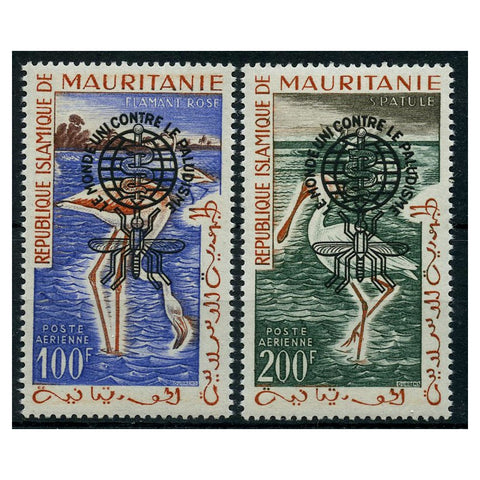Mauritania 1962 Malaria ovpt on 100f & 200f birds, u/m, scarce